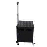 Darrahopens Tools > Tools Storage > Utility Trolleys Collapsible Utility Cart Rolling Crate Swivel Casters PP Strong with Telescopic Handle Lid Storage Cart for Shopping Black In Australia - Darrahopens