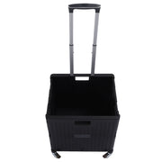 Darrahopens Tools > Tools Storage > Utility Trolleys Collapsible Utility Cart Rolling Crate Swivel Casters PP Strong with Telescopic Handle Lid Storage Cart for Shopping Black In Australia - Darrahopens