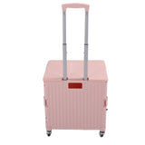 Darrahopens Tools > Tools Storage > Utility Trolleys Collapsible Utility Cart Rolling Crate Swivel Casters PP Strong with Telescopic Handle Lid Storage Cart for Shopping Pink In Australia - Darrahopens