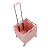 Darrahopens Tools > Tools Storage > Utility Trolleys Collapsible Utility Cart Rolling Crate Swivel Casters PP Strong with Telescopic Handle Lid Storage Cart for Shopping Pink In Australia - Darrahopens