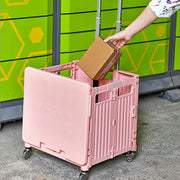 Darrahopens Tools > Tools Storage > Utility Trolleys Collapsible Utility Cart Rolling Crate Swivel Casters PP Strong with Telescopic Handle Lid Storage Cart for Shopping Pink In Australia - Darrahopens