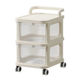 Darrahopens Tools > Tools Storage > Utility Trolleys Drawer Storage Cart with Organizer Top Transparent Rolling Storage Cart with Smooth 4 Wheel Roll for Home Office Beige 2 Layers In Australia - Darrahopens