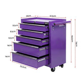 Darrahopens Tools > Tools Storage > Utility Trolleys Giantz 5 Drawer Tool Chest Trolley Cabinet Toolbox Heavy Duty Garage Storage Organiser Purple