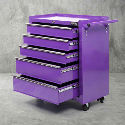 Darrahopens Tools > Tools Storage > Utility Trolleys Giantz 5 Drawer Tool Chest Trolley Cabinet Toolbox Heavy Duty Garage Storage Organiser Purple