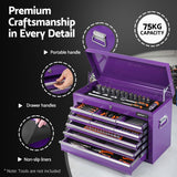 Darrahopens Tools > Tools Storage > Utility Trolleys Giantz 9-Drawer Tool Cabinet Chest Toolbox Heavy Duty Garage Storage Organiser Purple