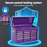 Darrahopens Tools > Tools Storage > Utility Trolleys Giantz 9-Drawer Tool Cabinet Chest Toolbox Heavy Duty Garage Storage Organiser Purple