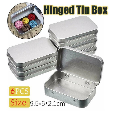 Darrahopens Tools > Tools Storage > Utility Trolleys Small Metal Storage Tin Box with Lid 6PCS Portable Hinged Container for Travel Home