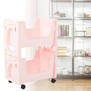 Darrahopens Tools > Tools Storage > Utility Trolleys Storage Cart Large Capacity Thickened Mobile Storage Rack with Lockable Casters for Books Toys Seasoning Bottles 2 Tier Pink In Australia - Darrahopens