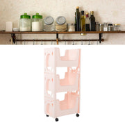 Darrahopens Tools > Tools Storage > Utility Trolleys Storage Cart Large Capacity Thickened Mobile Storage Rack with Lockable Casters for Books Toys Seasoning Bottles 3 Tier Pink In Australia - Darrahopens