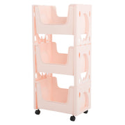 Darrahopens Tools > Tools Storage > Utility Trolleys Storage Cart Large Capacity Thickened Mobile Storage Rack with Lockable Casters for Books Toys Seasoning Bottles 3 Tier Pink In Australia - Darrahopens