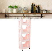 Darrahopens Tools > Tools Storage > Utility Trolleys Storage Cart Large Capacity Thickened Mobile Storage Rack with Lockable Casters for Books Toys Seasoning Bottles 4 Tier Pink In Australia - Darrahopens