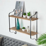 Darrahopens Tools > Tools Storage > Wall Storage Racks 2 Layer Wood Wall Shelves Home Decor Floating Shelf Metal Hanging Storage Rack