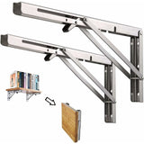 Darrahopens Tools > Tools Storage > Wall Storage Racks 250Mm Folding Wall Shelf, 2 pcs Stainless Steel Folding Bracket, Garage Shelf Support Frame, Heavy Duty Bracket For