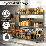 Darrahopens Tools > Tools Storage > Wall Storage Racks 3-Tier Large Kitchen Spice Rack Anti-Rust Organizer Shelf, Height Adjustable Storage Rack AU