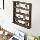Darrahopens Tools > Tools Storage > Wall Storage Racks 4 Tiers Rustic Wood Spice Rack Organizer Wall Mounted Kitchen Shelves Space Save