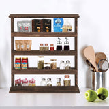 Darrahopens Tools > Tools Storage > Wall Storage Racks 4 Tiers Rustic Wood Spice Rack Organizer Wall Mounted Kitchen Shelves Space Save