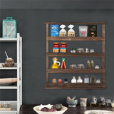 Darrahopens Tools > Tools Storage > Wall Storage Racks 4 Tiers Rustic Wood Spice Rack Organizer Wall Mounted Kitchen Shelves Space Save