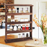 Darrahopens Tools > Tools Storage > Wall Storage Racks 4 Tiers Rustic Wood Spice Rack Organizer Wall Mounted Kitchen Shelves Space Save