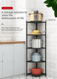 Darrahopens Tools > Tools Storage > Wall Storage Racks 5-Tier Kitchen Corner Shelf Stand - Heavy Duty Carbon Steel Pot & Pan Organiser - Rust Resistant Freestanding Storage Rack for Small Spaces
