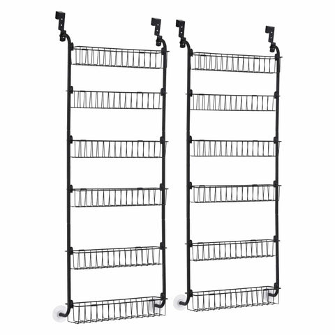 Darrahopens Tools > Tools Storage > Wall Storage Racks Artiss 2x Over Door Storage Pantry Organiser 6-Tier Metal Hanger Hook Black