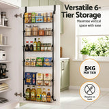Darrahopens Tools > Tools Storage > Wall Storage Racks Artiss 2x Over Door Storage Pantry Organiser 6-Tier Metal Hanger Hook Black