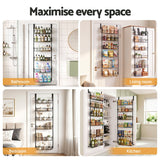 Darrahopens Tools > Tools Storage > Wall Storage Racks Artiss 2x Over Door Storage Pantry Organiser 6-Tier Metal Hanger Hook Black