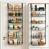 Darrahopens Tools > Tools Storage > Wall Storage Racks Artiss 2x Over Door Storage Pantry Organiser 6-Tier Metal Hanger Hook Black