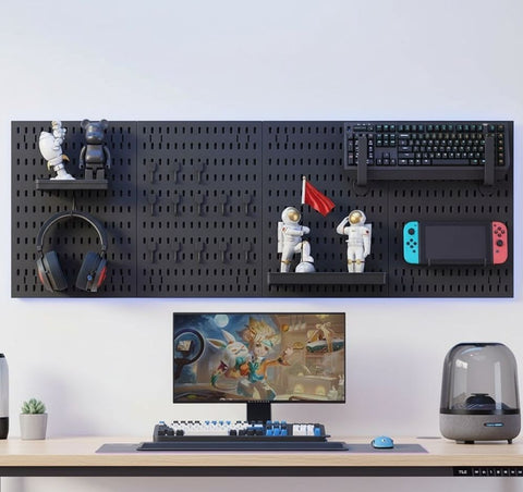 Darrahopens Tools > Tools Storage > Wall Storage Racks CARLA HOME Pegboard Wall Organizer Kit with 4 Modular Black Pegboards & 19 Accessories for Gaming, Office & Craft Storage (Black)