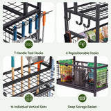 Darrahopens Tools > Tools Storage > Wall Storage Racks Gardeon Garden Tool Organizer Rack 16 Slots Rolling Garage Storage with Hooks In Australia - Darrahopens