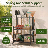 Darrahopens Tools > Tools Storage > Wall Storage Racks Gardeon Garden Tool Organizer Rack 16 Slots Rolling Garage Storage with Hooks In Australia - Darrahopens