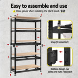 Darrahopens Tools > Tools Storage > Wall Storage Racks Giantz 2-Rack Garage Shelving 1.6X0.8m MDF Warehouse Shelves Storage Rack Black In Australia - Darrahopens