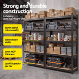 Darrahopens Tools > Tools Storage > Wall Storage Racks Giantz 2-Rack Garage Shelving 1.6X0.8m MDF Warehouse Shelves Storage Rack Black In Australia - Darrahopens