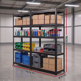 Darrahopens Tools > Tools Storage > Wall Storage Racks Giantz 2-Rack Garage Shelving 1.6X0.8m MDF Warehouse Shelves Storage Rack Black In Australia - Darrahopens