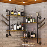 Darrahopens Tools > Tools Storage > Wall Storage Racks Industrial Pipe Bar Wall Liquor Shelf Floating Shelves with Wine Glass Holder