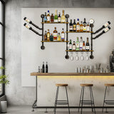 Darrahopens Tools > Tools Storage > Wall Storage Racks Industrial Pipe Bar Wall Liquor Shelf Floating Shelves with Wine Glass Holder