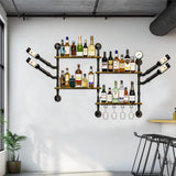 Darrahopens Tools > Tools Storage > Wall Storage Racks Industrial Pipe Bar Wall Liquor Shelf Floating Shelves with Wine Glass Holder