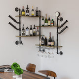 Darrahopens Tools > Tools Storage > Wall Storage Racks Industrial Pipe Bar Wall Liquor Shelf Floating Shelves with Wine Glass Holder
