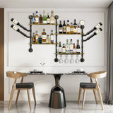 Darrahopens Tools > Tools Storage > Wall Storage Racks Industrial Pipe Bar Wall Liquor Shelf Floating Shelves with Wine Glass Holder