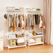 Darrahopens Tools > Tools Storage > Wall Storage Racks Large White Bamboo Garment Clothes Rack Shoes Coats Shelf w/ 3 Shelves & 10 Hook