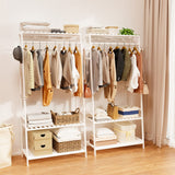 Darrahopens Tools > Tools Storage > Wall Storage Racks Large White Bamboo Garment Clothes Rack Shoes Coats Shelf w/ 3 Shelves & 10 Hook