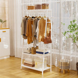 Darrahopens Tools > Tools Storage > Wall Storage Racks Large White Bamboo Garment Clothes Rack Shoes Coats Shelf w/ 3 Shelves & 10 Hook