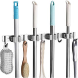Darrahopens Tools > Tools Storage > Wall Storage Racks Stainless Steel Wall Mounted Broom Holder, Wall Mounted Broom Hanger With 4 Slots And 5 Hooks For Kitchen, Bathroom,