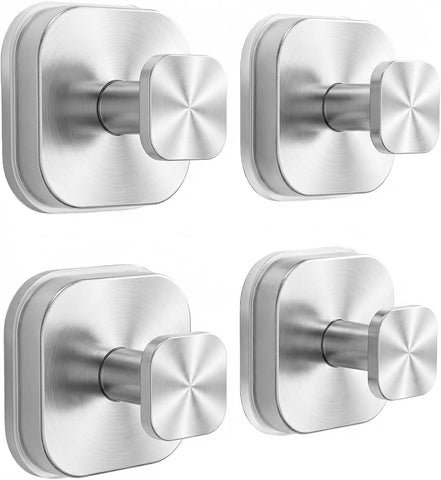 Darrahopens Tools > Tools Storage > Wall Storage Racks Suction Cup Hooks for Inside Shower,Heavy Duty Reusable No-Drill Hooks for Bathroom Wall,Glass,Windows,Tile - for Hanging Towels,Robes,Loofah-Wreath Hangers for Front Door,4packs (Silver)