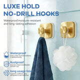Darrahopens Tools > Tools Storage > Wall Storage Racks Suction Cup Hooks for Inside Shower,Heavy Duty Reusable No-Drill Hooks for Bathroom Wall,Glass,Windows,Tile-for Hanging Towels,Robes,Loofah - Wreath Hangers for Front Door,4packs (Gold)