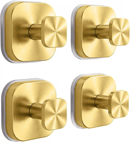 Darrahopens Tools > Tools Storage > Wall Storage Racks Suction Cup Hooks for Inside Shower,Heavy Duty Reusable No-Drill Hooks for Bathroom Wall,Glass,Windows,Tile-for Hanging Towels,Robes,Loofah - Wreath Hangers for Front Door,4packs (Gold)