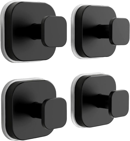 Darrahopens Tools > Tools Storage > Wall Storage Racks Suction Cup Hooks for Inside Shower,Heavy Duty Reusable No-Drill Hooks for Bathroom Wall,Glass,Windows,Tile-for Hanging Towels,Robes,Loofah - Wreath Hangers for Front Door,4packs (Black)