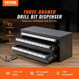 Darrahopens Tools > Tools Storage > Work Benches VEVOR Drill Bit Dispenser Cabinet, Three-Drawer Drill Bit Organizer Cabinet for 1/16" to 1/2", Steel Drill Dispenser Organizer Cabinet with Labels, Stackable Drill Dispenser for Drill Bit Storage