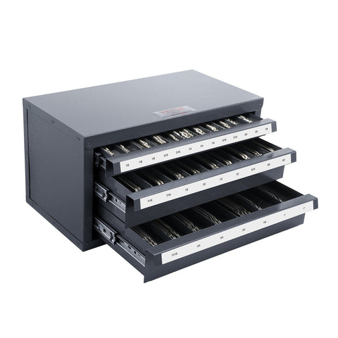 Darrahopens Tools > Tools Storage > Work Benches VEVOR End Mill Dispenser Cabinet, Three-Drawer End Mill Organizer Cabinet for 1/8" to 1", Steel End Mill Dispenser Organizer Cabinet with Labels, 29-Compartment Stackable for End Mill Storage