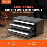 Darrahopens Tools > Tools Storage > Work Benches VEVOR End Mill Dispenser Cabinet, Three-Drawer End Mill Organizer Cabinet for 1/8" to 1", Steel End Mill Dispenser Organizer Cabinet with Labels, 29-Compartment Stackable for End Mill Storage