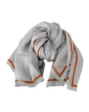 Darrahopens Women's Fashion > Accessories Costume National Women's Gray Orange Silk Floral Foulard Wrap Scarf - One Size